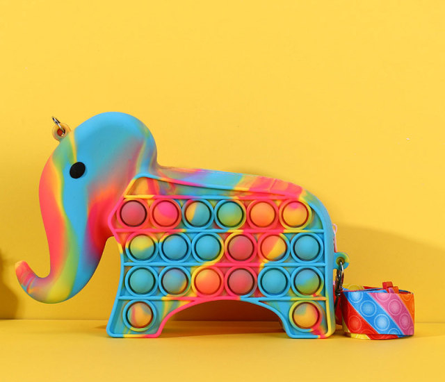 Pop Its Fidget Toys Silicone Elephant Satchel Waterproof Rodent Pioneer Decompression Educational Toy Press Bubble Bead Satchel