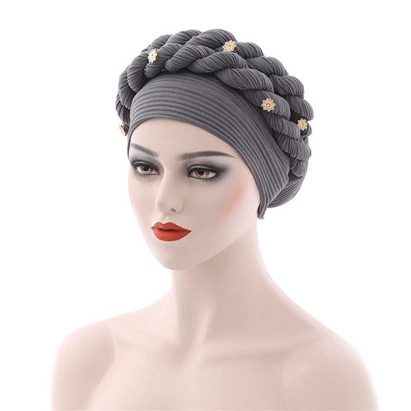 Braids Turban Hijab for Ladies Fashion Headscarf Bonnet Muslim Hat Female Head Wraps Islam Headwear Cancer Chemo Hats