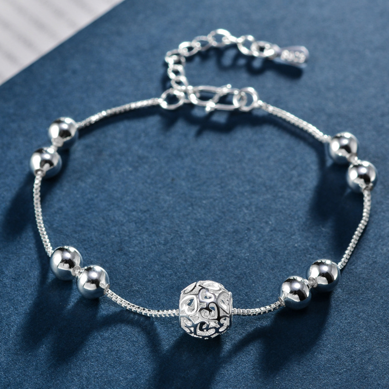 Hot Sale Fashion 925 Sterling Silver Anklet Chain Hollow Ball Pendant Anklets Bracelet Chain For Women's Wedding Jewelry Gift