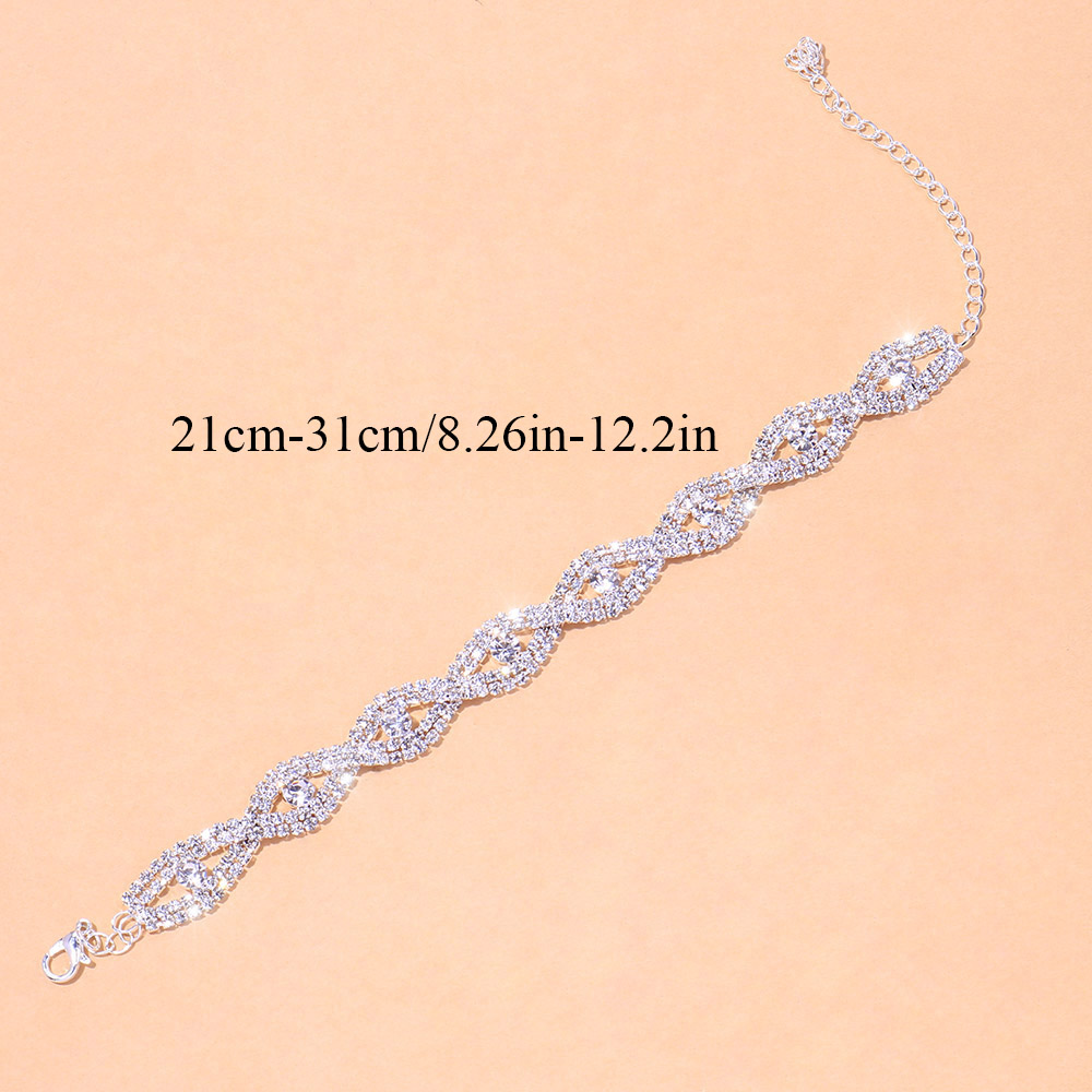 Full Rhinestone Evil Eye Anklet Bracelet for Women Bending Crystal Anklet Leg Bracelet Foot Chain Jewelry