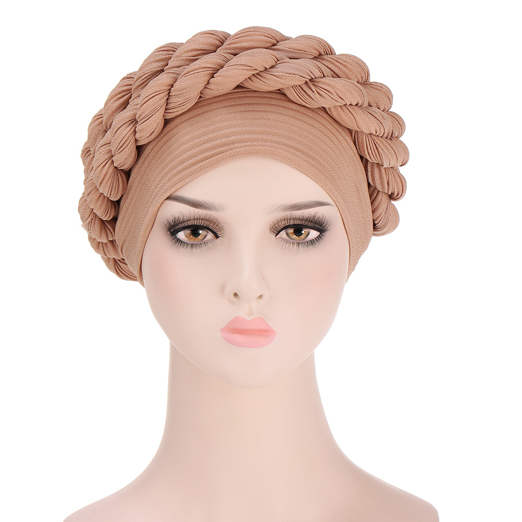Braids Turban Hijab for Ladies Fashion Headscarf Bonnet Muslim Hat Female Head Wraps Islam Headwear Cancer Chemo Hats