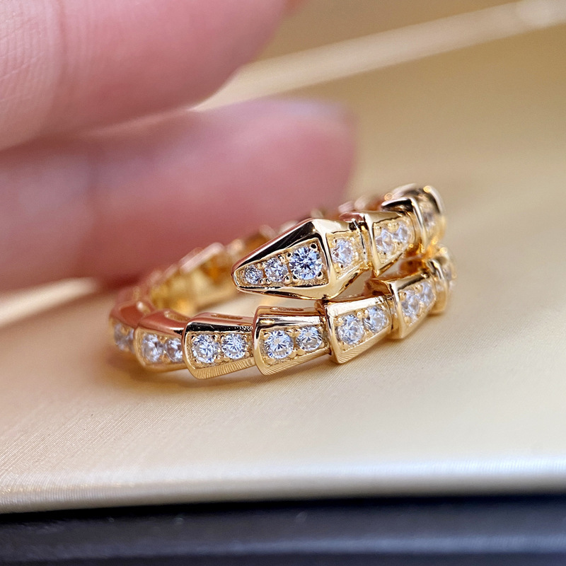 Personality Snake Open Rings For Women Girls White  Setting Gold Color Rings Fashion Jewellry