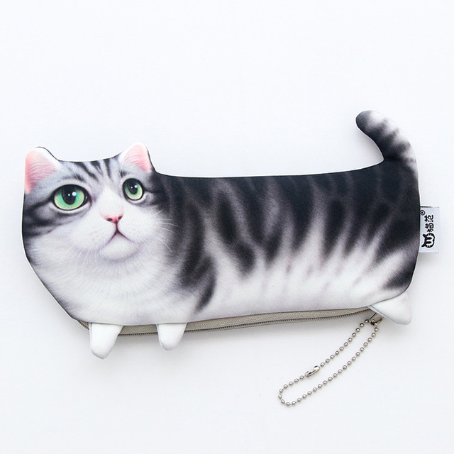Cute 3D simulation of Cat Pencil Bag papelaria soft nap Pencil Case stationery material escolor school supplies