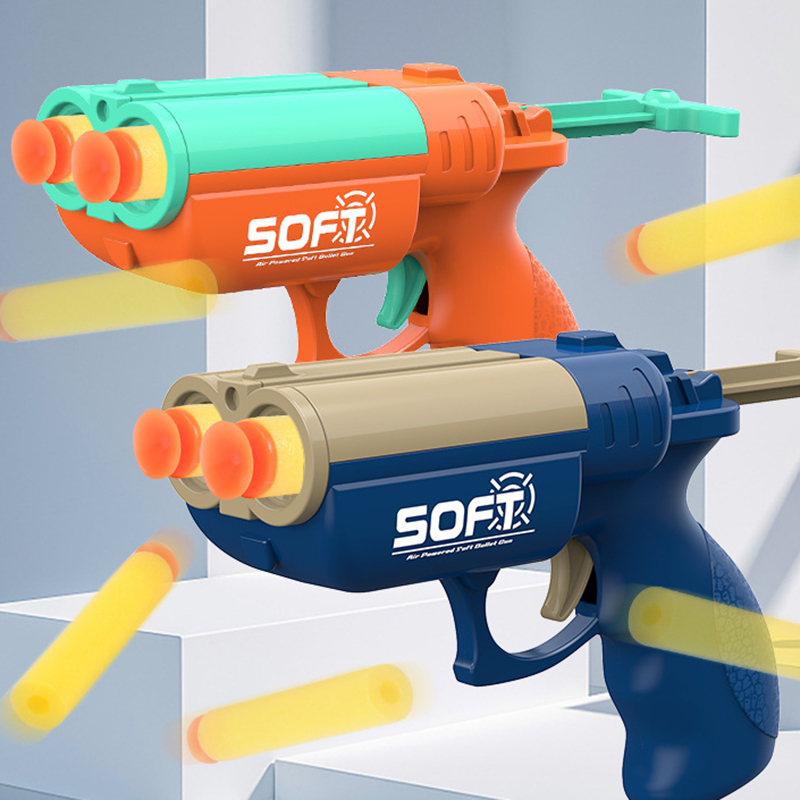 Kids Gun Toys Double-Bomb Soft Bullet Gun Battle Small Pistol Shooting Game Sports Outdoor Indoor Toy For Boy