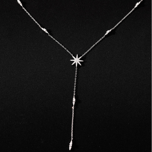 925 Sterling Silver Necklace Shiny And Delicate Multiple Stars Long Clavicle Chain Birthday Party Gift Ladies Fashion Jewelry