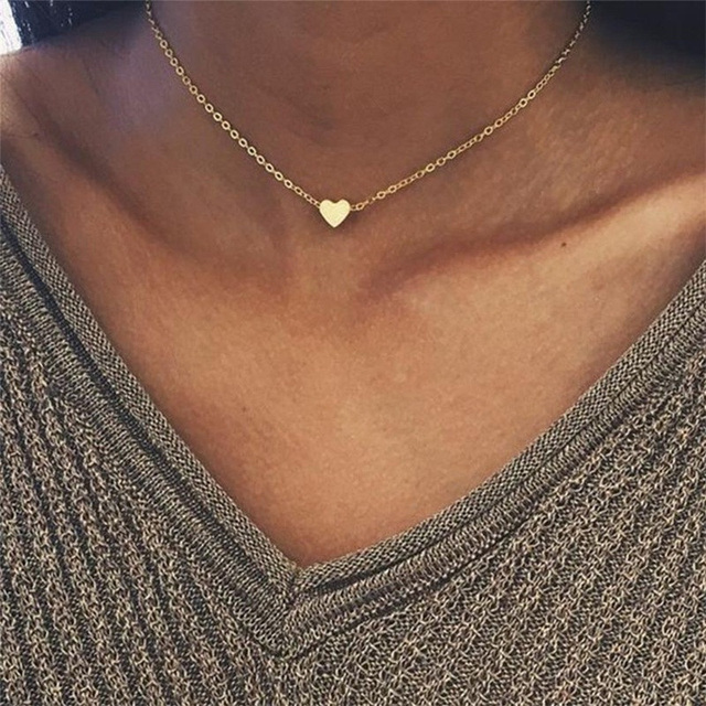 Tiny Heart Necklace for Women SHORT Chain Heart Pendant Necklace Gift