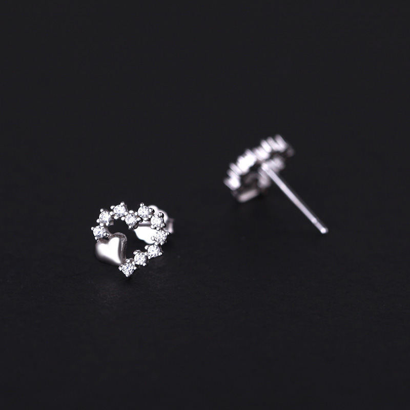 Hollow Heart 14K Gold Stud Earrings For Women Cute Fine Jewelry Accessorie
