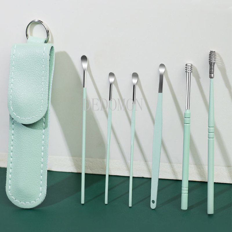 6PCS Stainless Steel Earpick Ear Cleaner Spoon Ear pick Ear Wax Removal Tool Kit  Ear Spoon Care for Baby Adults Ear Care Set