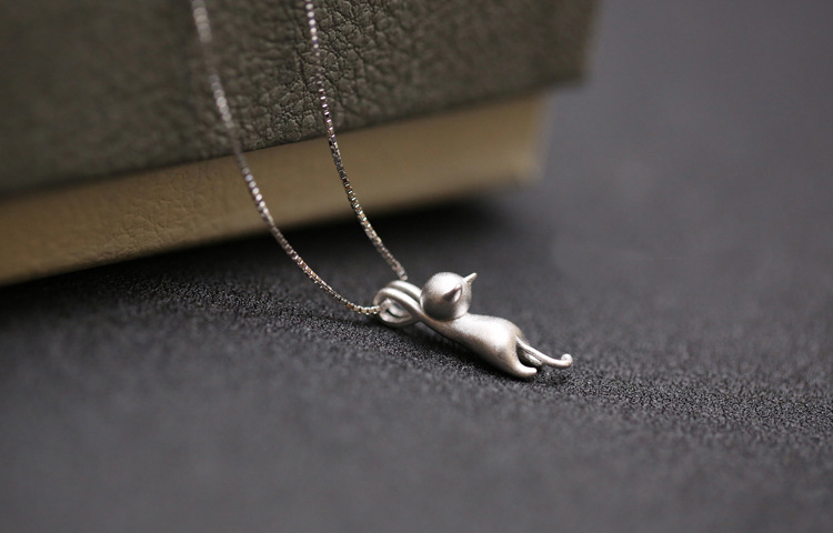 925 Sterling Silver Necklaces Cats Pendants&Necklaces Pure Sterling Silver 925 Kitty Necklace Jewelry
