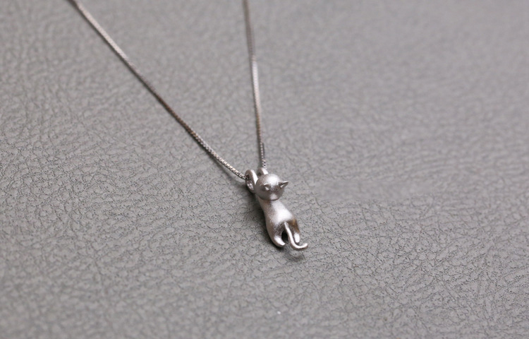 925 Sterling Silver Necklaces Cats Pendants&Necklaces Pure Sterling Silver 925 Kitty Necklace Jewelry