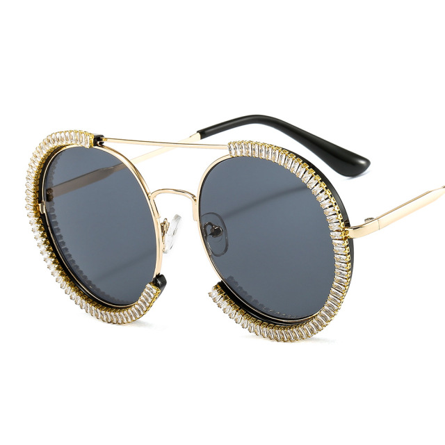 Diamond Round Sunglasses Women 2022 Crystal Blingbling Sun Glasses Men Female Plain Sun Glasses
