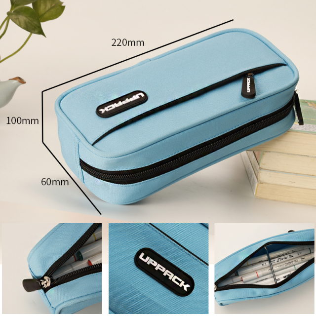 Pencil Case Big School Pencil Cases For Office Korean Double Layer Stationery Solid Color Pen Case Trousse Scolaire Pencil Bags