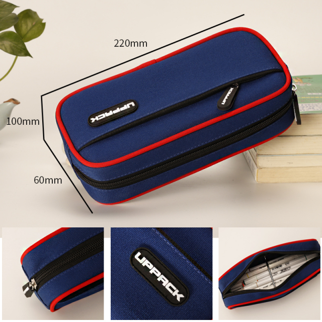 Pencil Case Big School Pencil Cases For Office Korean Double Layer Stationery Solid Color Pen Case Trousse Scolaire Pencil Bags