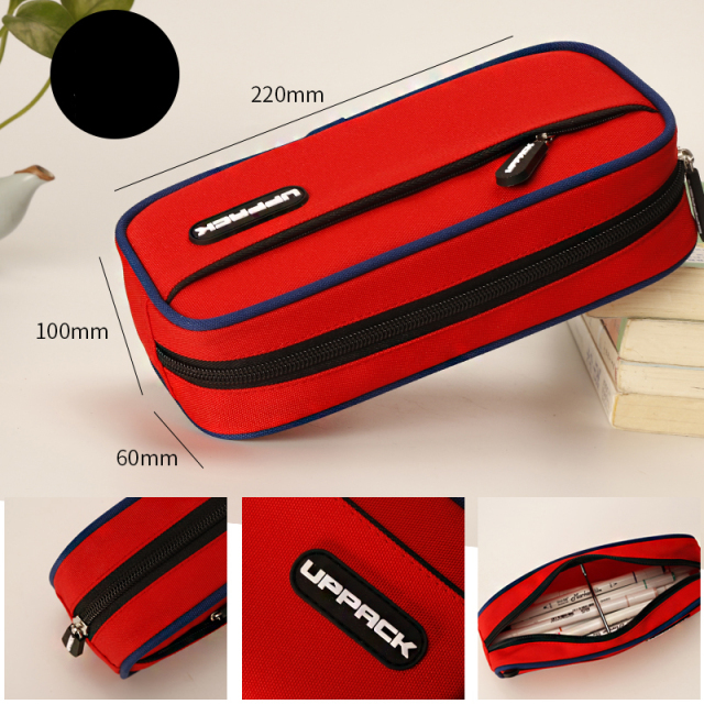 Pencil Case Big School Pencil Cases For Office Korean Double Layer Stationery Solid Color Pen Case Trousse Scolaire Pencil Bags