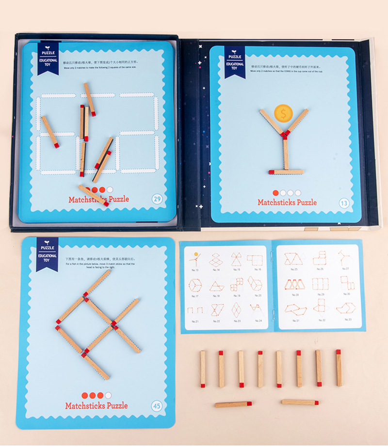 Logic Thinking Puzzle Toys Montessori Math Reasoning Games Magnetic Matchstick Jigsaw Board Games Educational Toys For Children