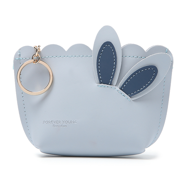 Women Coin Purses Holder Kawaii Cute Rabbit Ears Mini Change Wallet Small Key Money Bag Kids Girls Zipper Pouch Gift