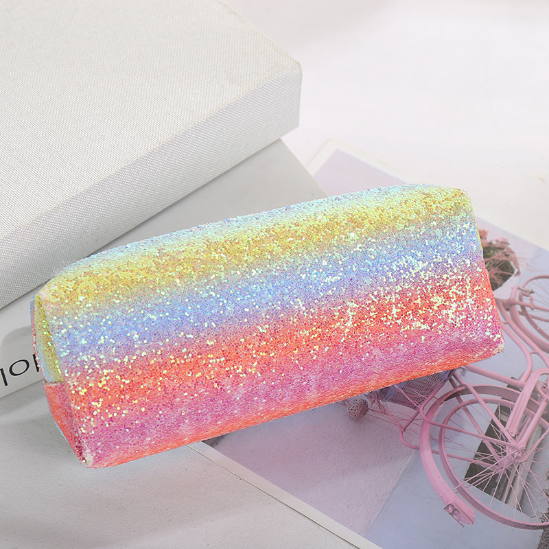 1 PCS Soft PVC Mixed Color Laser Pencils Bags Kawaii Girl Pencils Case Large Capacity School Supplies Stationery