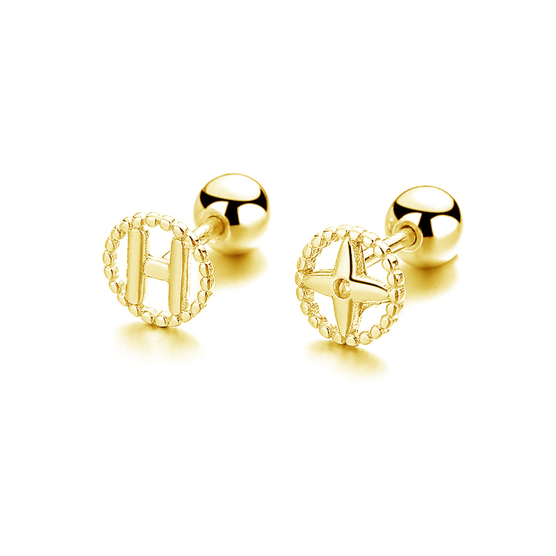 Round Star Letter Thread Bead Stud Earrings For Women Cute Fine Jewelry Minimalist Accessories