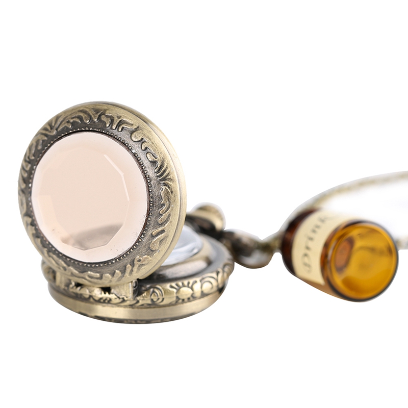 Small Pocket Watch Alice in Wonderland Drink Me Necklace Pendant with Bottle Birthday Gifts for Women Girl Watches Drop Shipping