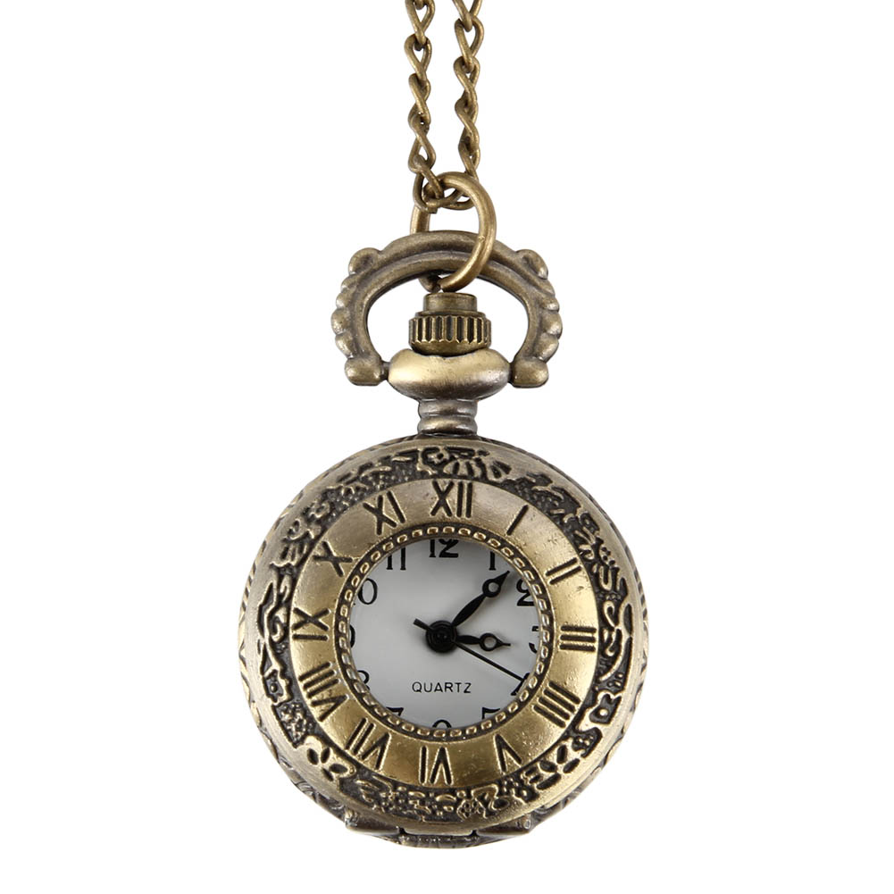 Elegant Fashion Vintage Pocket Watch Alloy Roman Number Dual Time Display Clock Necklace Chain Watches Birthday Gifts