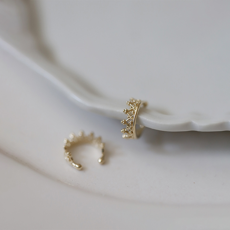 Crown Clip Earrings For Women Punk Fine Jewelry Minimalist Accessories