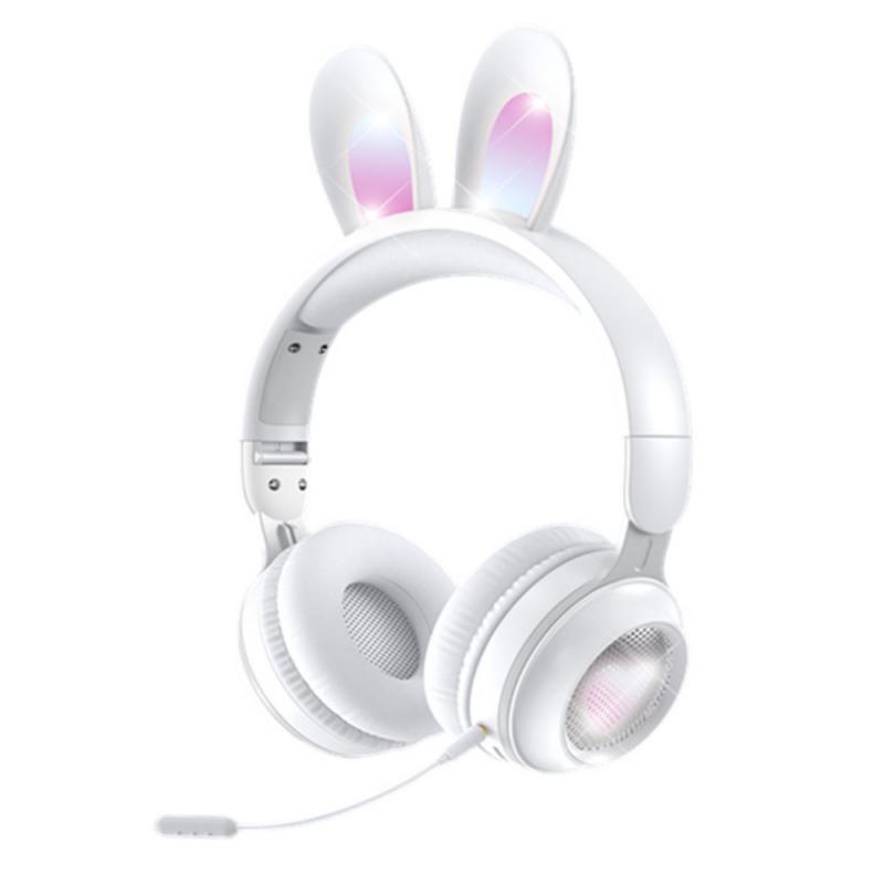 New spot head-mounted children's headphones wireless luminous rabbit ears with long wheat girls music bluetooth headset