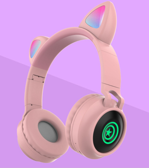 Cat ears new cross-border wireless bluetooth headset ZW038 cartoon luminous cute folding headset