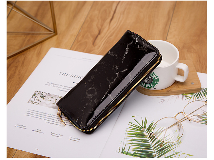 Summer new women's wallet zipper long wallet synthetic leather sewing thread