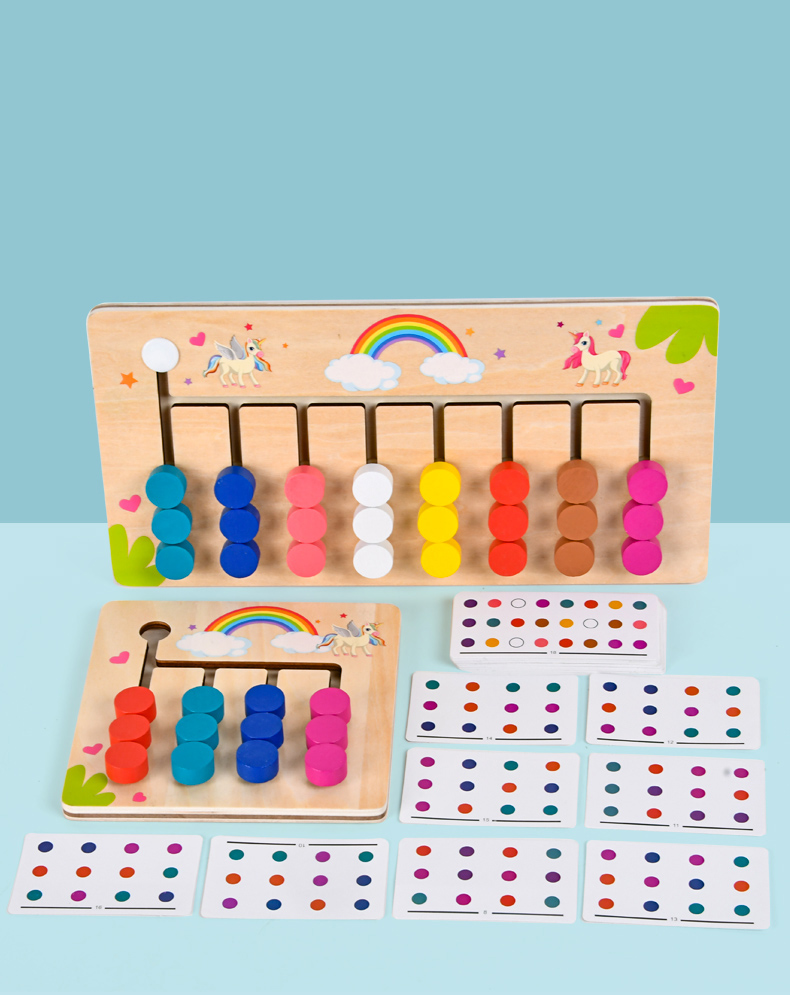 Treeyear Montessori Learning Toys Slide Puzzle Color & Shape Matching Brain Teasers Logic Game Preschool Educational