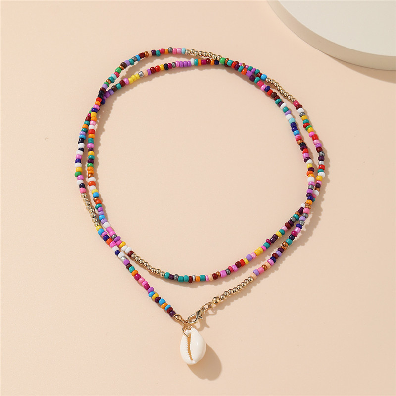 Bohemian Colorful Seed Bead Shell Choker Necklace Statement Short Collar Clavicle Chain Necklace for Women Female Boho Jewelry