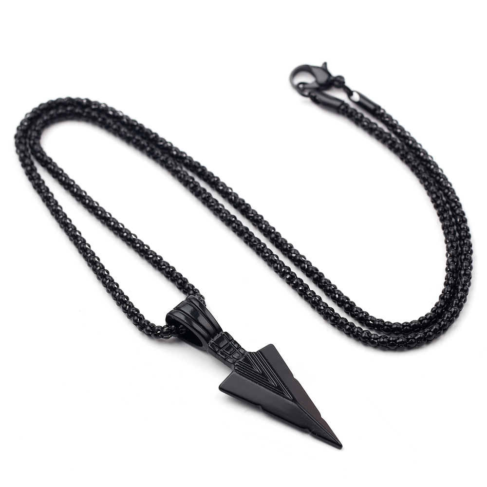 Men's Fashion Jewelry Black Gold Silver color Arrow Head Pendant Long Chain Necklaces mens necklaces  Arrow