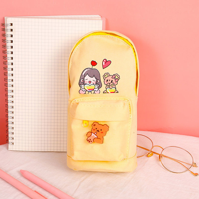 Cute Pen Pencil Case Large Capacity Fold Canvas Stationery Storage Bag Organizer Student Pouch Stationery School Supplies