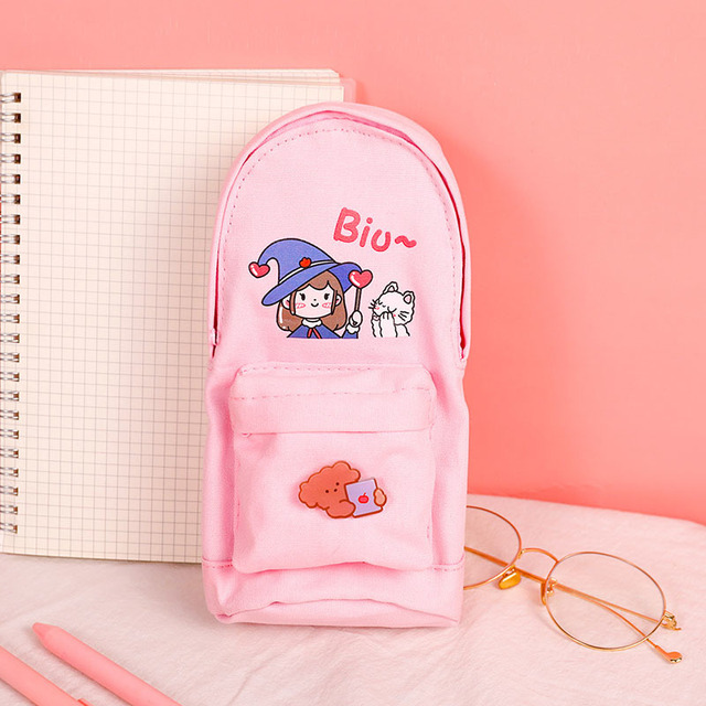 Cute Pen Pencil Case Large Capacity Fold Canvas Stationery Storage Bag Organizer Student Pouch Stationery School Supplies