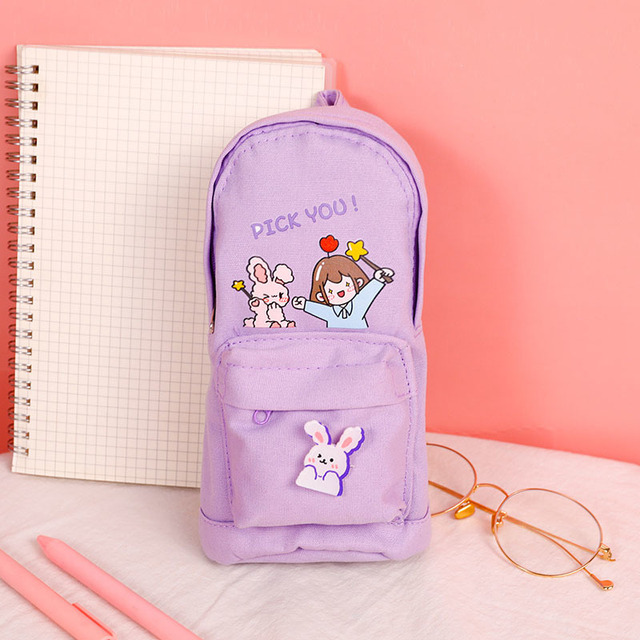 Cute Pen Pencil Case Large Capacity Fold Canvas Stationery Storage Bag Organizer Student Pouch Stationery School Supplies