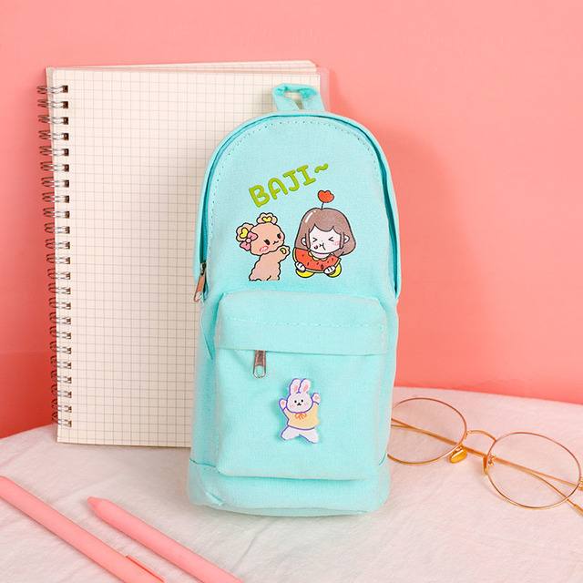 Cute Pen Pencil Case Large Capacity Fold Canvas Stationery Storage Bag Organizer Student Pouch Stationery School Supplies