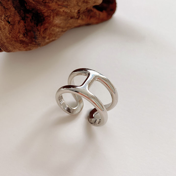 Letter H Finger Rings For Women Fashion Jewelry Silver Color Adjust Ring Ladies Cool Personality Design Jewellery