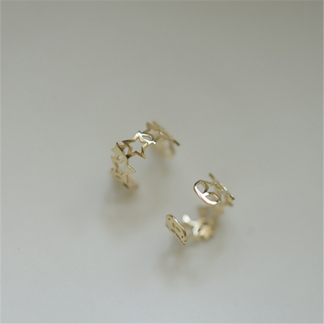 925 Sterling Silver French Simple Hollow Star Ear Bone Clip Women No Pierced Punk Hip Hop Street Trend Jewelry Gift