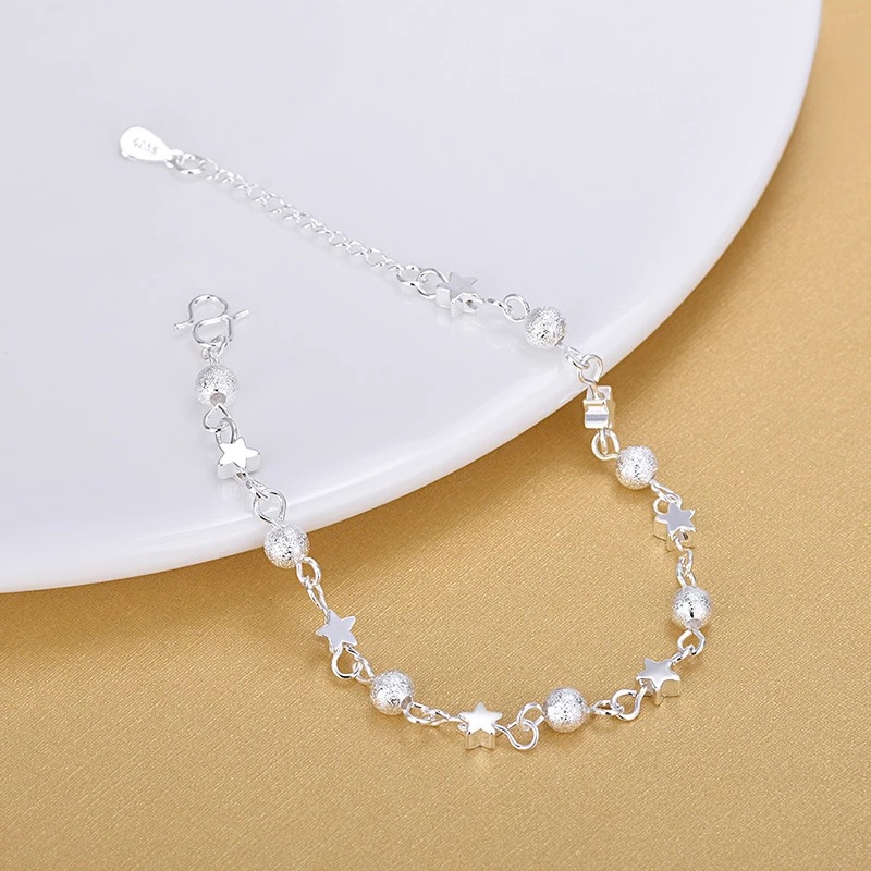 925 Sterling Silver Chain Hollow Ball Star Bracelets Silver Fashion Bracelets Fine Jewelry For Women Party Elegant Accessory
