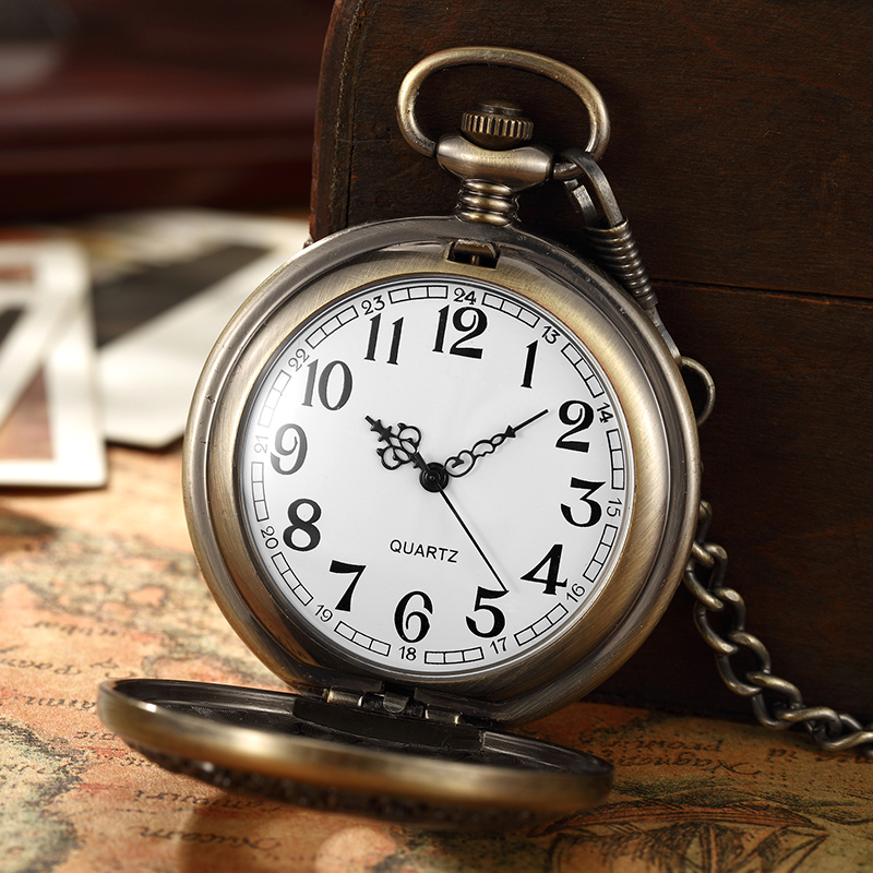 Unqiue Solid Wood Pocket Watch With Box FOB Chain Locket Dial Hollow Steampunk Skeleton Women Male Clock Pocket Watches Mens