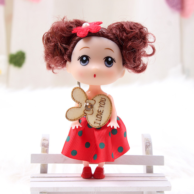 12cm Kawaii Barbiee Doll Keychain Baby DIY Little Ragdoll Porte Clef Sleutelhanger Bag Pendant Doll Children's Small Gift
