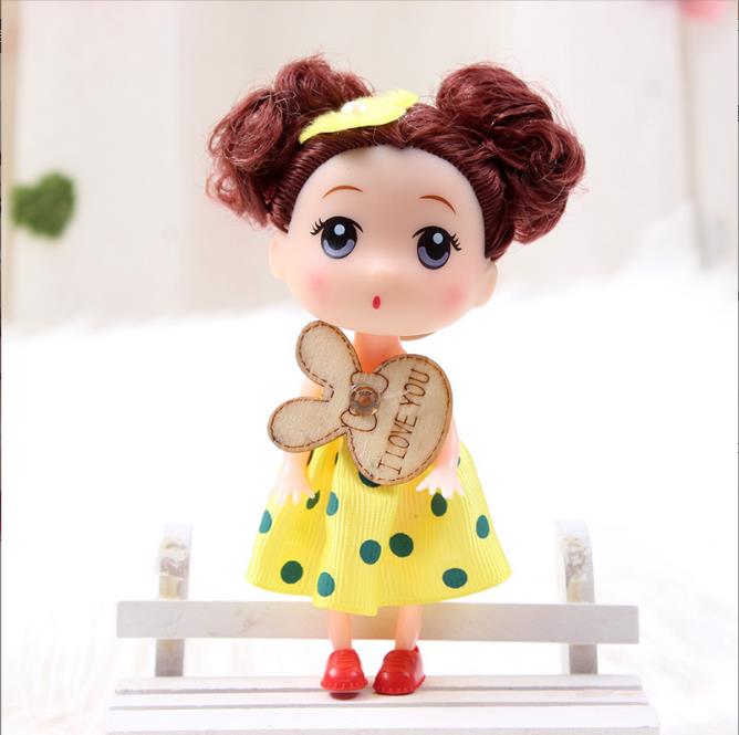 12cm Kawaii Barbiee Doll Keychain Baby DIY Little Ragdoll Porte Clef Sleutelhanger Bag Pendant Doll Children's Small Gift