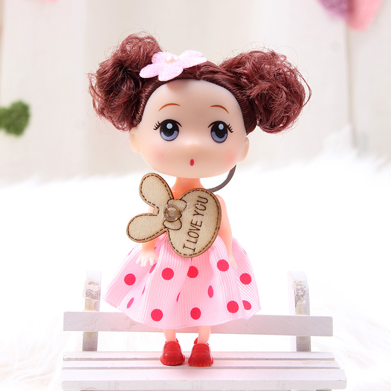 12cm Kawaii Barbiee Doll Keychain Baby DIY Little Ragdoll Porte Clef Sleutelhanger Bag Pendant Doll Children's Small Gift