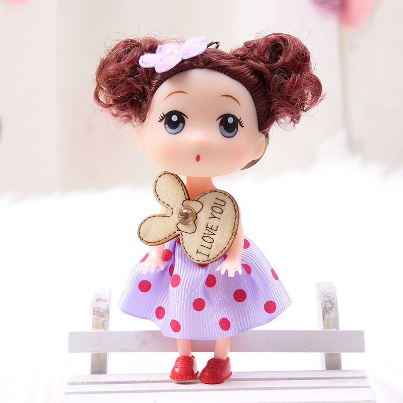 12cm Kawaii Barbiee Doll Keychain Baby DIY Little Ragdoll Porte Clef Sleutelhanger Bag Pendant Doll Children's Small Gift