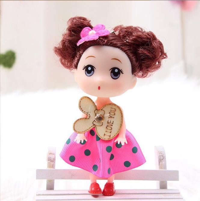 12cm Kawaii Barbiee Doll Keychain Baby DIY Little Ragdoll Porte Clef Sleutelhanger Bag Pendant Doll Children's Small Gift
