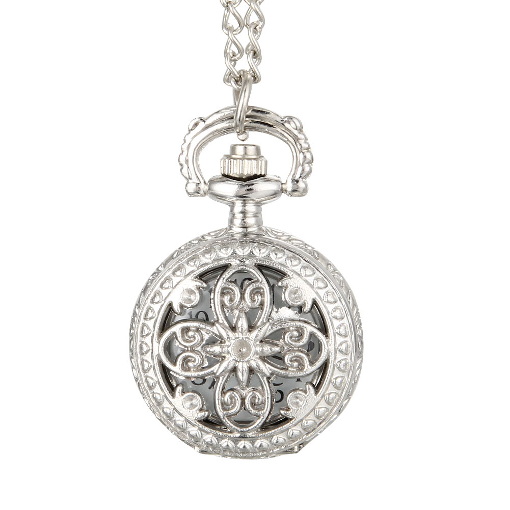 Fashion Vintage Women Quartz Pocket Watch Alloy Hollow Out Flowers Lady Girl Sweater Chain Necklace Pendant Clock Gifts