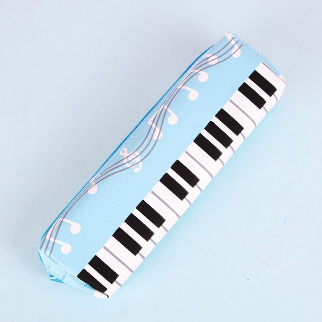 Creative Novelty Student Pencil Case Square Single Layer Oxford Cloth Pen Bag for Girls Boy Musical Note Piano Stationery Pouch