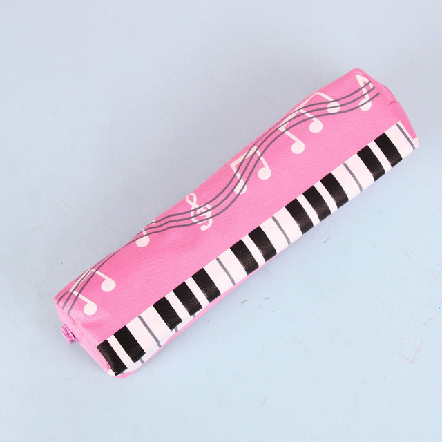 Creative Novelty Student Pencil Case Square Single Layer Oxford Cloth Pen Bag for Girls Boy Musical Note Piano Stationery Pouch
