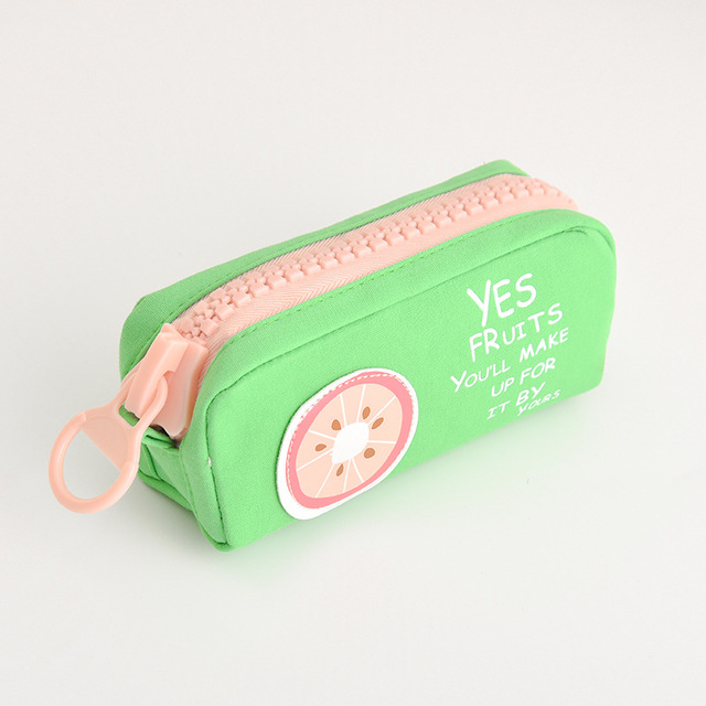 Fruit canvas Large capacity pencil bag fresh zipper pencil case pencil box School Supplies Office Supplies