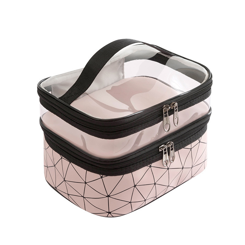 Multifunction Double Transparent Cosmetic Bag Women Make Up Case Big Capacity Travel Makeup Organizer Toiletry Beauty Storage