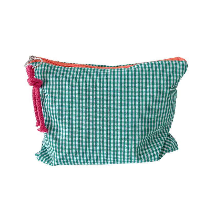 Women Plaid Makeup Bag Fashion Cotton Zipper Pouch Multipurpose for Women Travel Bath Cosmetic Bags Organizer Toiletry Wash Bag